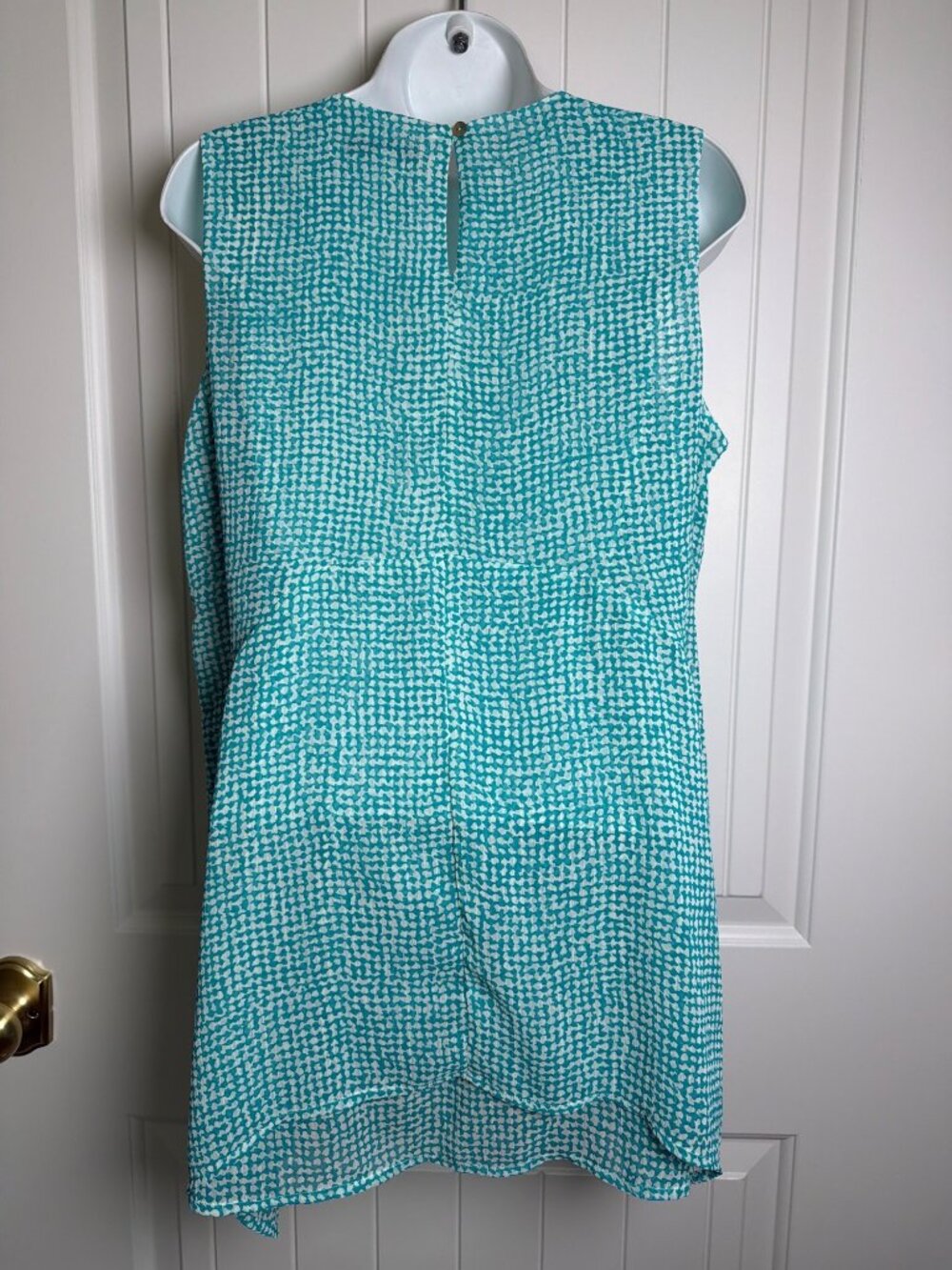 Fever Aqua Speckle Grid Sleeveless Double Layer Blouse, Small - Picture 8 of 11